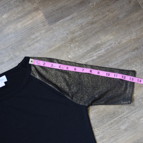 LulaRoe Julia Dress Black with Gold Sleeves - Sz S - Picture 5 of 8